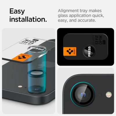 8. Spigen Optik Pro GLAS.TR "Ez Fit" Camera Cover 2-pack for iPhone 16e / 17e - Black