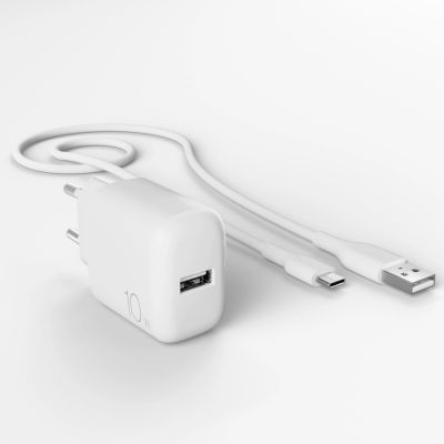 4. Puro PROLITE 10W USB-A wall charger + USB-A - USB-C cable 1.2m - white