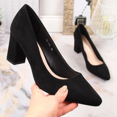 14. Sergio Leone W SK403A black suede pumps on a block heel