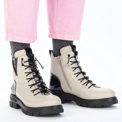 13. Women's insulated beige worker boots Rieker Z9152-60