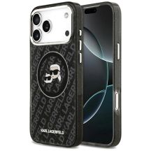 Karl Lagerfeld IML Glitter Karl&Choupette Heads Logo MagSafe Case for iPhone 17 Pro Max - Black