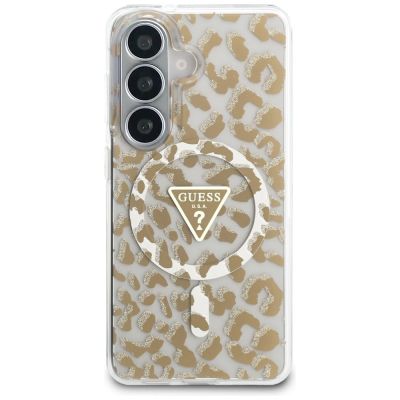 3. Guess IML Leopard Print Triangle MagSafe Case for Samsung Galaxy S26 - Brown