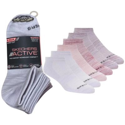 2. Skechers 6pk Womens Non Terry Low Cut Socks S108498-PNK Pink 36-40