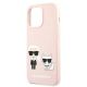6. Karl Lagerfeld Silicone Ikonik Karl&Choupette MagSafe Case for iPhone 13 Pro Max - Light Pink