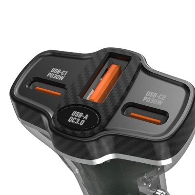 6. Dudao R78 78W Car Charger USB-C PD / 2xUSB-A QC - Black