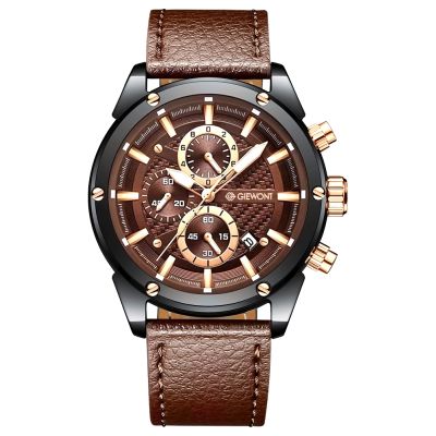 Men's Watch Giewont Chronograph Sapphire Black Brown GW8810-A3