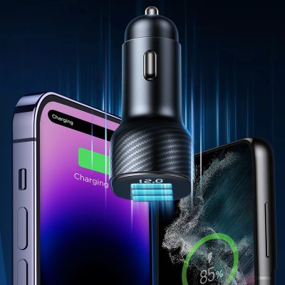 10. Joyroom JR-CCD03 3.4A Car Charger with Display 3x USB-A - Black