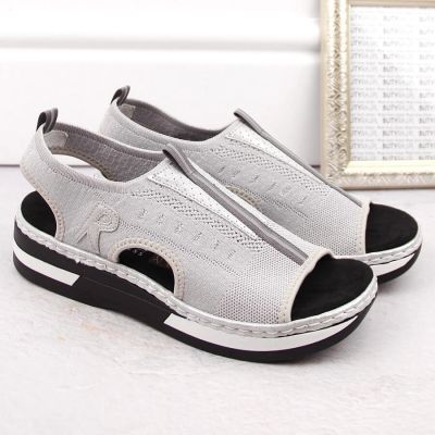 21. Rieker W RKR686 metallic comfortable slip-on sandals 
