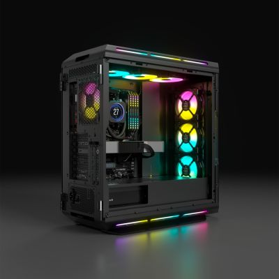 5. Corsair | Smart Tempered Glass Case | iCUE 5000T RGB | Side Glass | Black | Mid-Tower | Power Supply Included | ATX Format