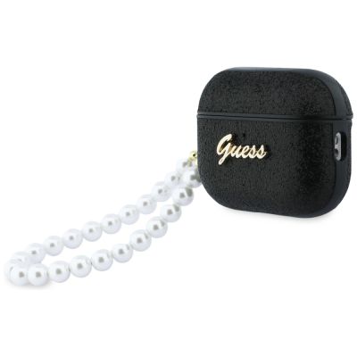 3. Guess Glitter Pearl Strap Case for AirPods Pro 3 - Black