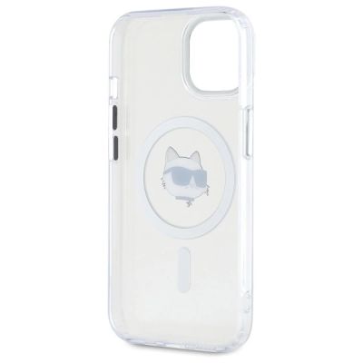 7. Karl Lagerfeld IML Metal Choupette Head MagSafe iPhone 15 Case - White