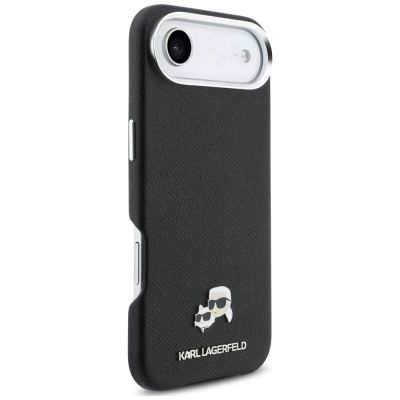 4. Karl Lagerfeld Karl & Choupette Head Pins Saffiano MagSafe Case for iPhone Air - Black
