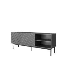 ABETO TV cabinet on a black steel frame 150x42x60 graphite/glossy graphite
