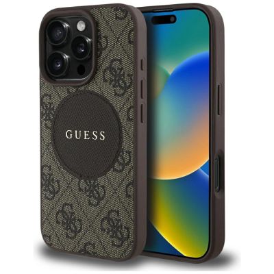 Guess 4G Circle Classic Logo MagSafe case for iPhone 16 Pro Max - brown