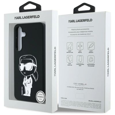 8. Case Karl Lagerfeld Silicone Graffiti Ikonik Printed Logo MagSafe Samsung Galaxy S25 black