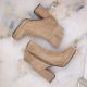 14. Insulated suede ankle boots with a high heel and platform M.Daszyński W SAN24B, beige