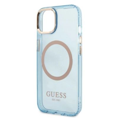6. Guess Gold Outline Translucent MagSafe case for iPhone 13 - blue