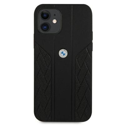 3. BMW Leather Curve Perforate Case for iPhone 12 mini - Black
