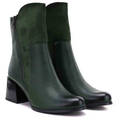 4. Women's green block heel ankle boots M.Daszyński SA269-1