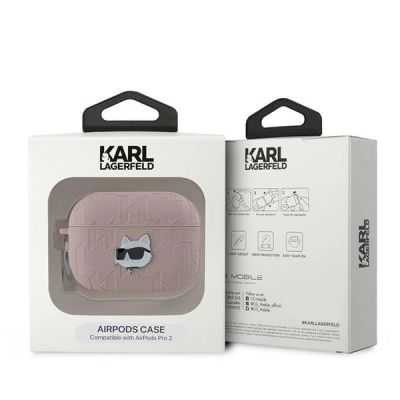 4. Karl Lagerfeld Monogram Choupette Head case for AirPods Pro 2 - pink