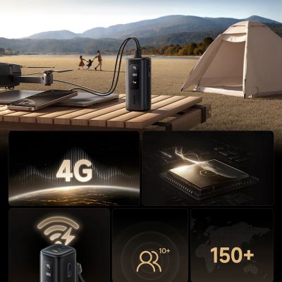 17. Baseus EnerGeek GX11 MiFi 20000mAh 67W Power Bank with Wi-Fi Function - Black