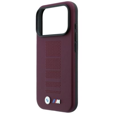 6. BMW M Blue Perfo Metal Logo MagSafe Case for iPhone 18 Pro / 17 Pro - Burgundy