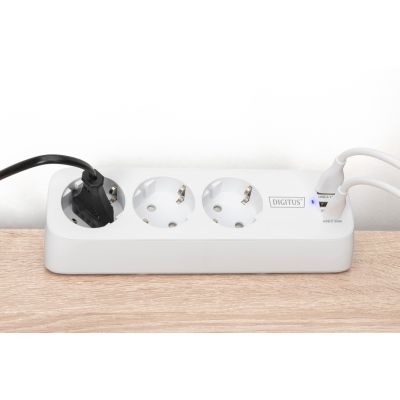 9. Digitus 3-Way Office Power Strip with 2 USB-A and 1 USB-C Ports, White