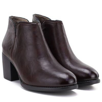 4. Burgundy Leather Heeled Ankle Boots M.Daszyński OL60-1