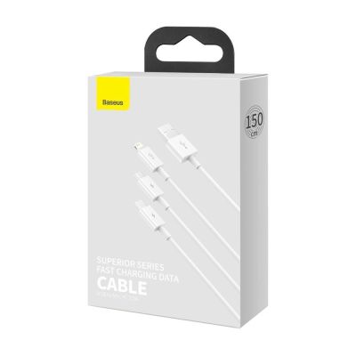5. Baseus Superior 3in1 USB Cable - Lightning / USB Type C / Micro USB 3.5 A 1.5 m White (CAMLTYS-02)