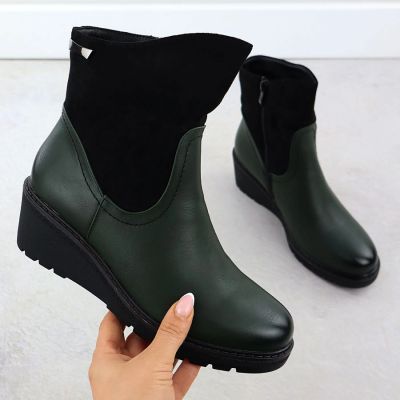 9. Women's suede wedge boots green M.Daszyński 2510