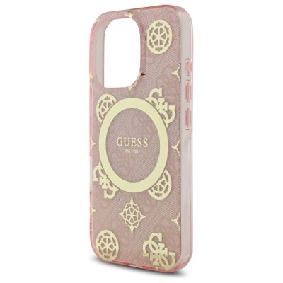 6. Guess IML Peony On 4G Background MagSafe Case for iPhone 16 Pro - Pink
