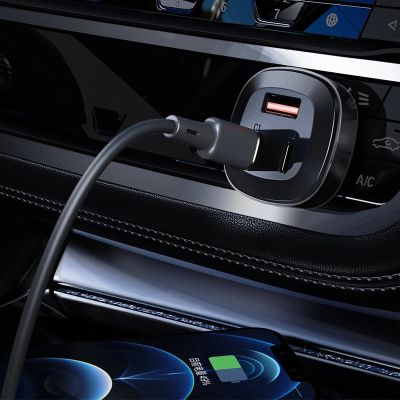 4. Acefast car charger 66W 2x USB Type C / USB, PPS, Power Delivery, Quick Charge 4.0, AFC, FCP, SCP black (B3 black)