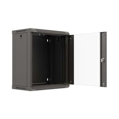 20. LANBERG WALL-MOUNTED RACK CABINET 19" 12U 540X350 BLACK GLASS DOOR (FLAT PACK)
