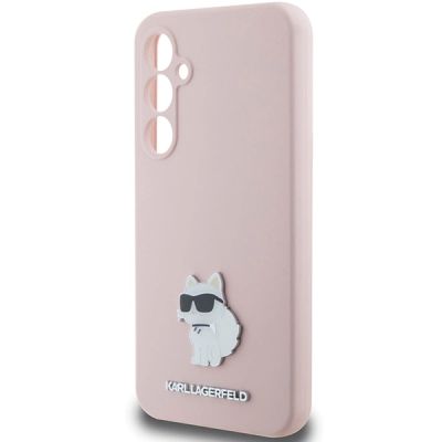 6. Karl Lagerfeld Silicone Choupette Metal Pin case for Samsung Galaxy S23 FE - pink