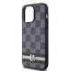 6. DKNY Leather Checkered Mono Pattern & Printed Stripes Case for iPhone 14 Pro Max - Black