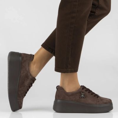 8. Women's brown leather platform shoes Filippo 6246