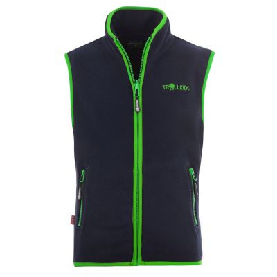 Trollkids Kids Arendal Vest Navy/Viper Green (134-100)