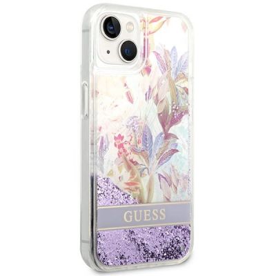 4. Guess GUHCP14MLFLSU iPhone 14 Plus 6.7 "violet / purple hardcase Flower Liquid Glitter