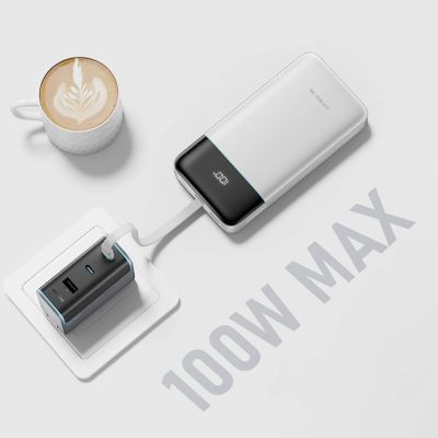 10. Cuktech LPB252N 120W 25000mAh Powerbank with Built-in USB-C Cable - White