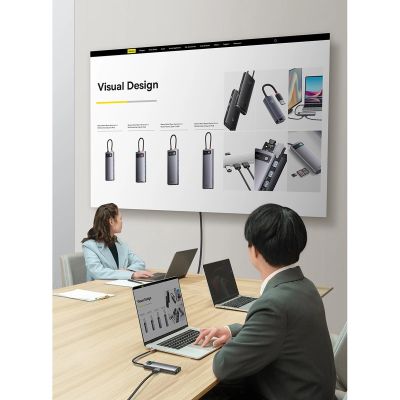 16. Baseus Metal Gleam Series HUB 7-in-1 USB Type C docking station - 1 x HDMI / 1 x VGA / 3 x USB 3.2 Gen. 1 / 1 x Power Delivery / 1 x RJ-45 Ethernet gray (WKWG040013)