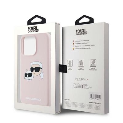 8. Karl Lagerfeld Silicone Karl&Choupette MagSafe Case for iPhone 15 Pro - Pink