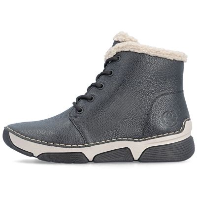 9. Women's leather ankle boots, insulated, black, Rieker 45946-00