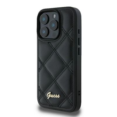 2. Guess Quilted Metal Logo iPhone 16 Pro Case - Black