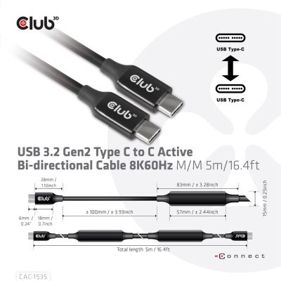 4. Club3D CAC-1535 USB cable (USB 3.2 Gen2 Type C