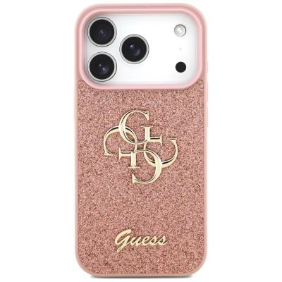 3. Guess Fixed Glitter Big 4G Case for iPhone 17 Pro - Pink