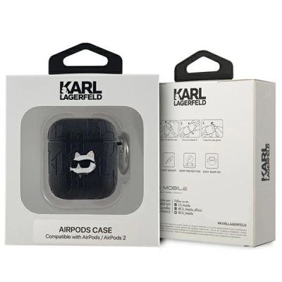 3. Karl Lagerfeld Monogram Choupette Head case for AirPods 1 / 2 - black