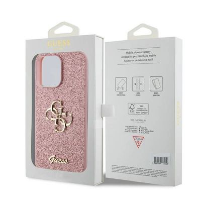 8. Guess GUHCP15LHG4SGP iPhone 15 Pro 6.1" pink/pink hardcase Glitter Script Big 4G