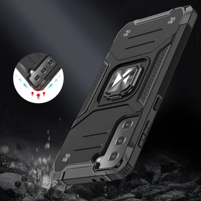 7. Wozinsky Ring Armor Tough Hybrid Case Cover + Magnetic Mount for Samsung Galaxy S22 + (S22 Plus) Silver