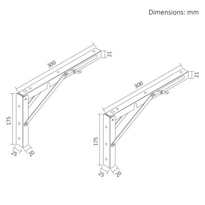 3. MACLEAN FOLDING WALL SHELF BRACKET MACLEAN FOLDING WALL SHELF BRACKET, MIN 250MM, MAX 500MM, MAX 50KG, 2 PIECES, M