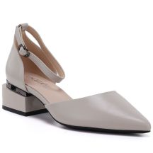 Women's beige block heel pumps with strap Vinceza 62278
